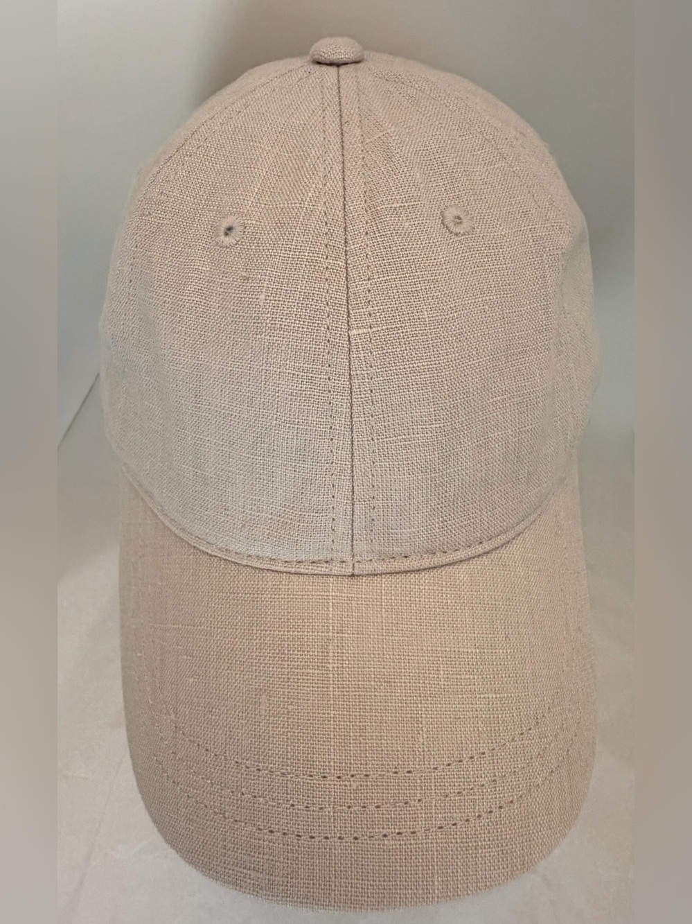 J.Crew Light Beige Linen Baseball Cap Adjustable Minimalist Coastal Hat
